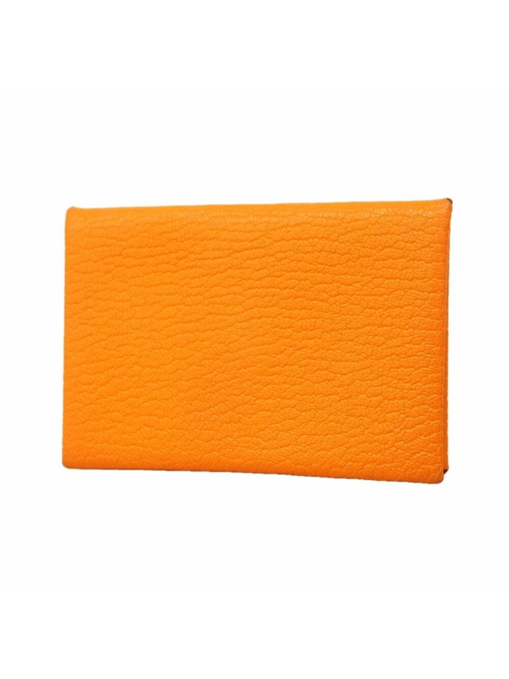 Hermes Card Case Calvi Chevre Mysore Orange Silver